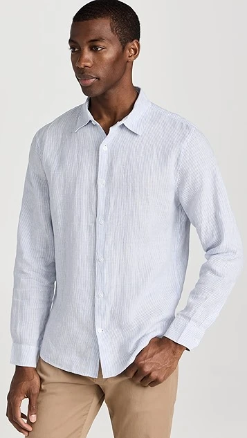 Vince Linen Stripe Button Down Shirt 8 Vince Linen Stripe Button Down Shirt - Image 6